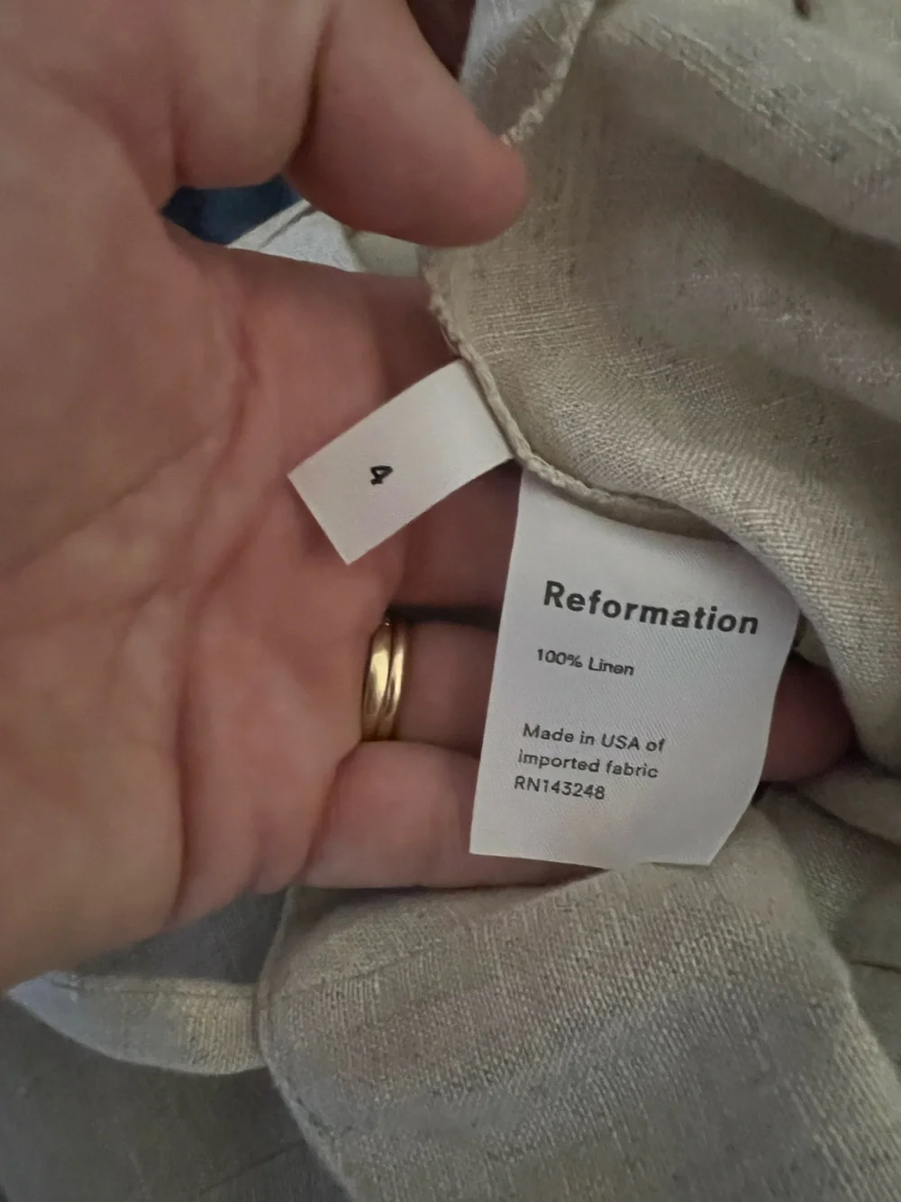 NWOT Reformation Sand Beige Torta Linen Jumpsuit
